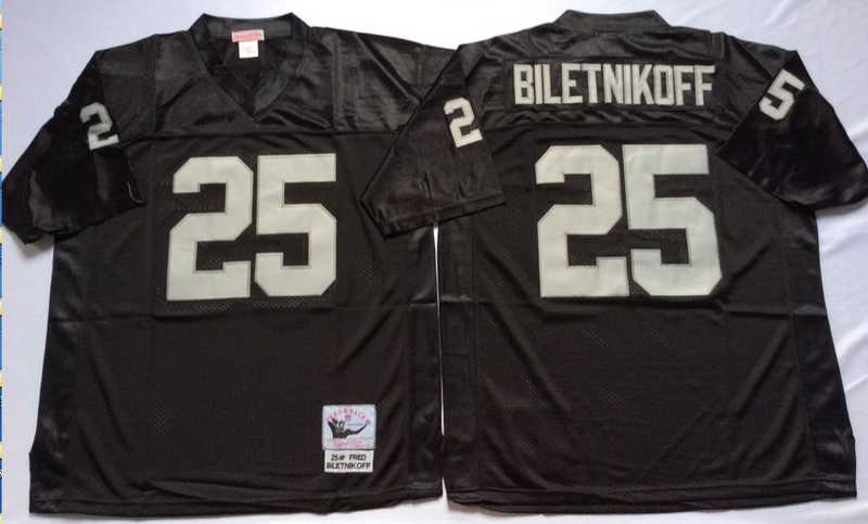 Raiders 25 Fred Biletnikoff Black M&N Throwback Jersey->nfl m&n throwback->NFL Jersey